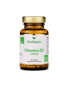 Vitamina D3 Capsule ad alto dosaggio con 5.000 UI - studiata per Herbano