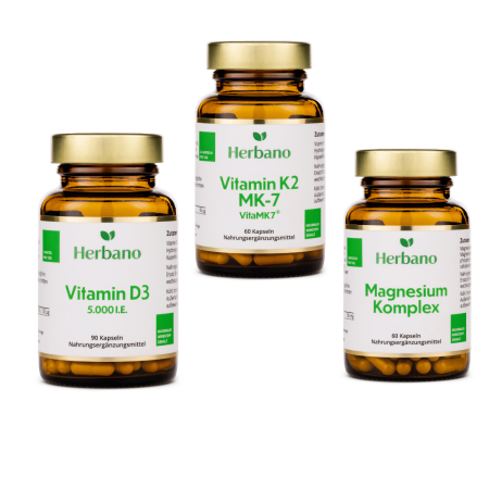 Vitamin D3, Vitamin K2 und Magnesium Komplex im Set