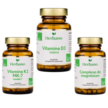 Pack de vitamines D3 K2 et magnésium