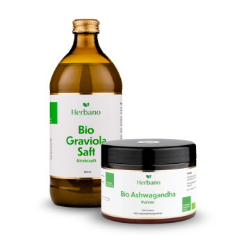 Graviola Saft und Ashwagandha Pulver