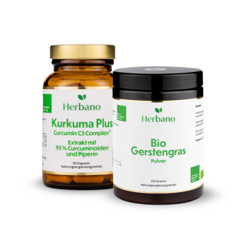 Naturkur-Paket mit Kurkuma und Gerstengras