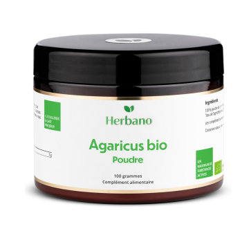 Poudre de champignon BIO Agaricus blazei - extrait pur à 100 % - issu de l'agriculture biologique contrôlée