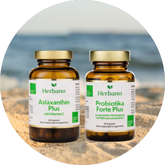 Urlaub Care Paket mit Astaxanthin und Probiotika