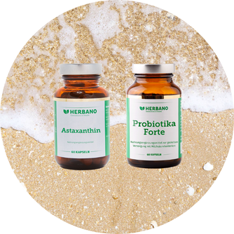 Urlaub Care Paket mit Astaxanthin und Probiotika