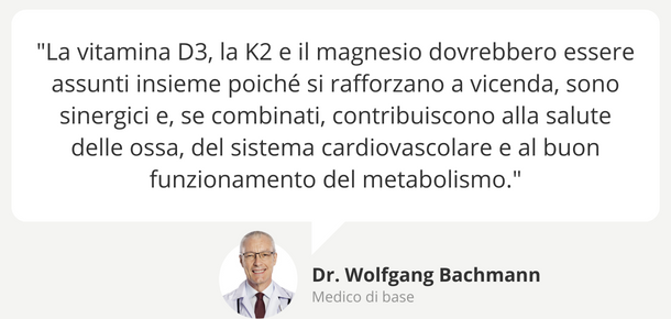 Vitamina D3, K2 e magnesio effetto sinergico