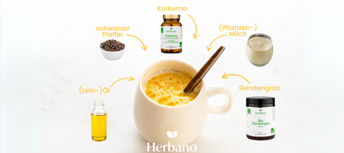 Goldene Milch mit Kurkuma und Gerstengras